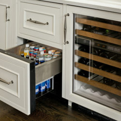 Wine fridge and beverage drawer
